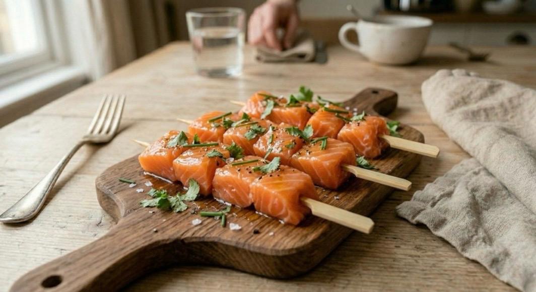 Spiedini Ketogenici di Salmone Sashimi