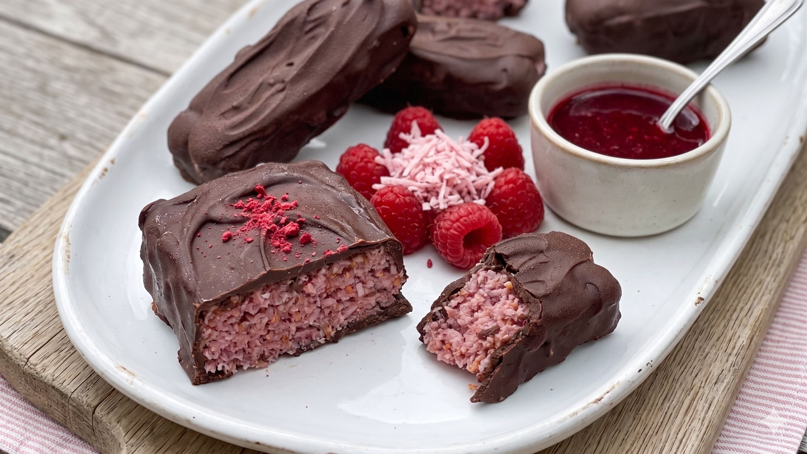 Bounty cocco e lamponi vegani