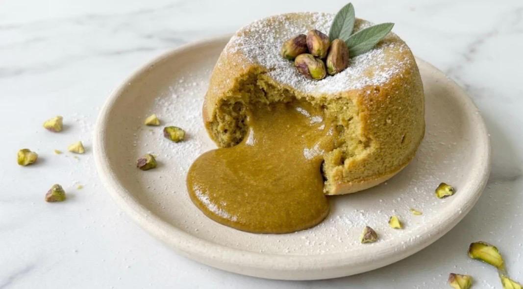 Tortino con cuore caldo al pistacchio